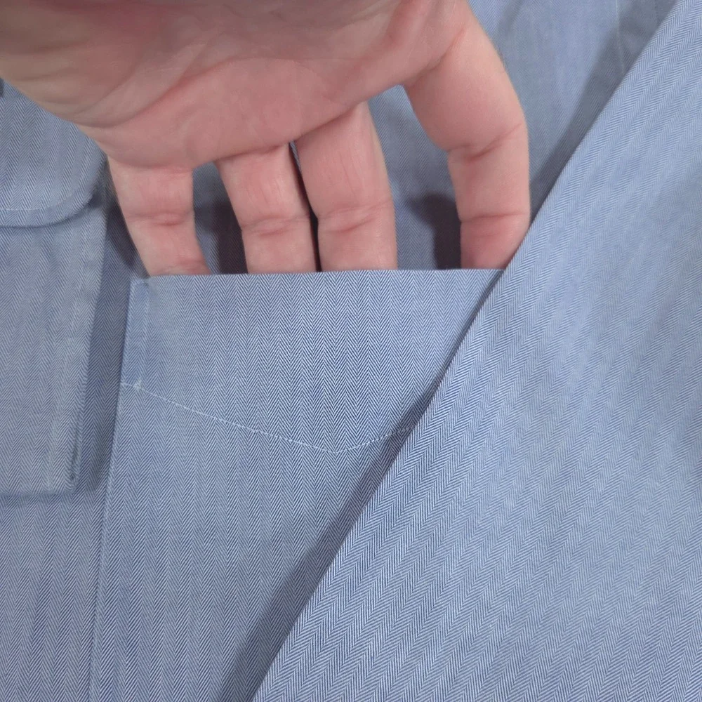 Polo Ralph Lauren Mens Andrew Solid Blue Shirt 17.5 36/37 Classic Work Office